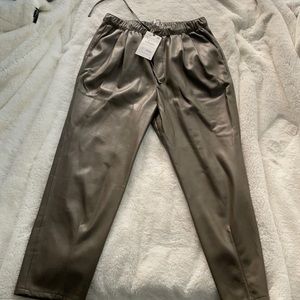 Zara Moss Green Leather Trousers